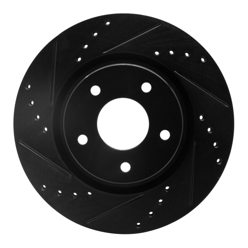 Nissan X-Trail Brake Rotor (1) - Front Left - R1 Concepts - Drilled & Slotted - Black - `14-`23